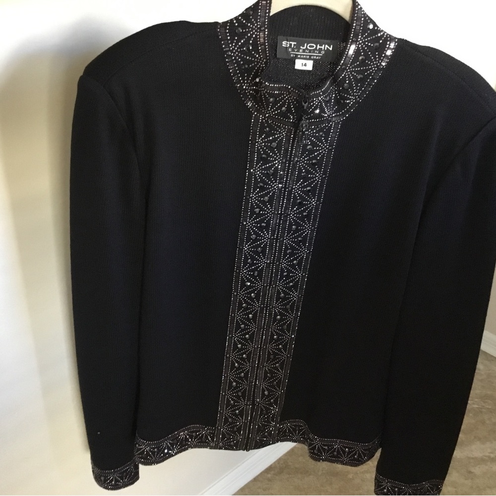 St John Knit Front Zip Cardigan